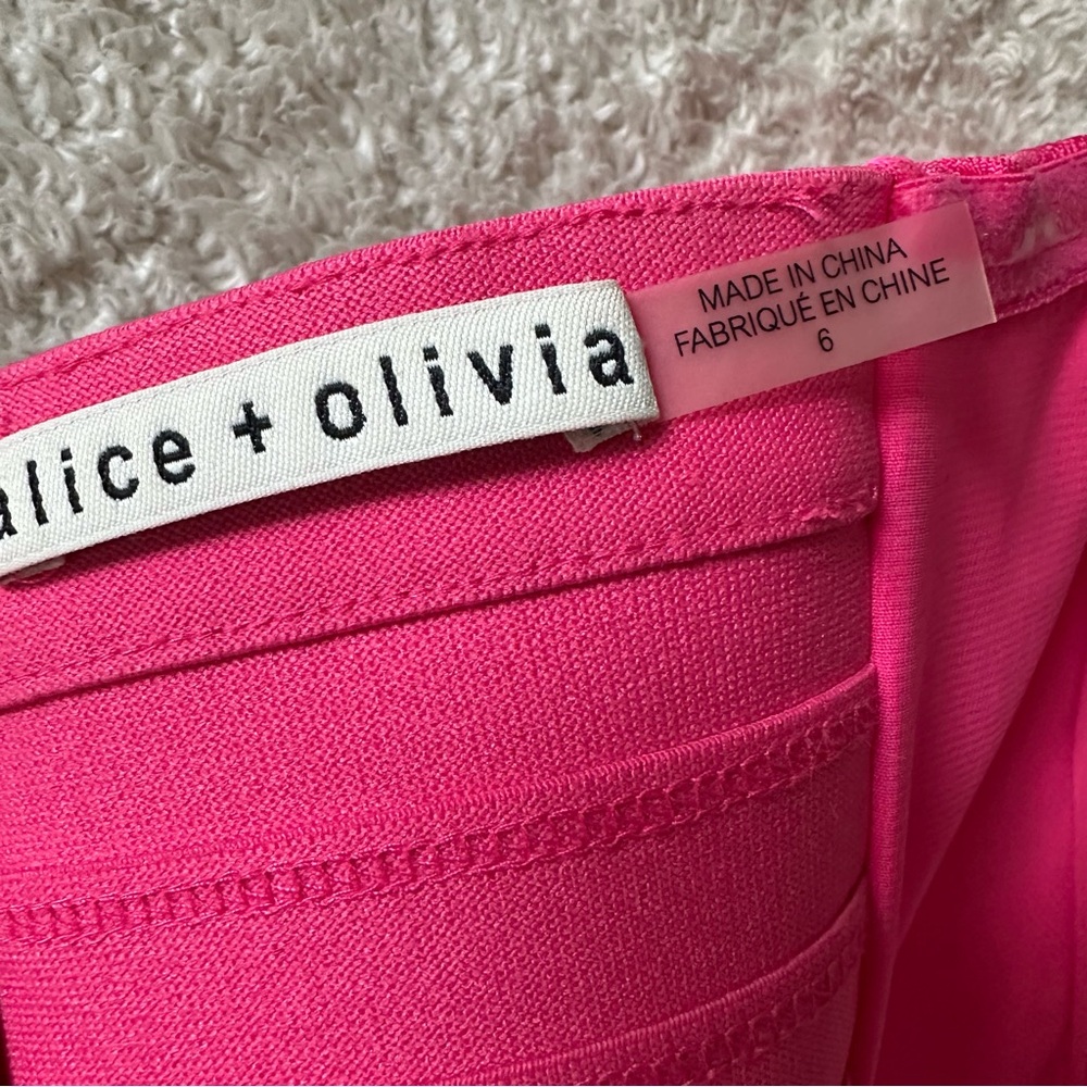 ALICE + OLIVIA Perla Boned Strapless Pleated Dress in Hot Pink sz 6 - Picture 13 of 14